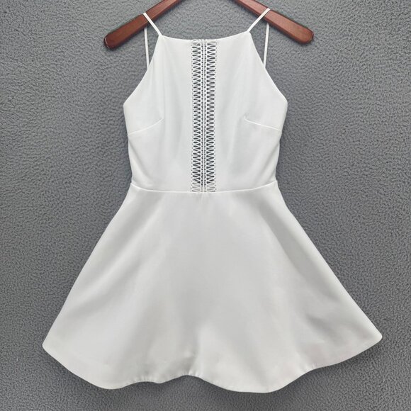 Keepsake Mini Fit Flare Dress Solid White Sleeveless Backless Braided Size M - Picture 12 of 16